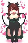  animal_ears bad_id bad_pixiv_id bare_shoulders black_legwear blush braid breasts cat_ears cat_tail cleavage fangs heart heart-shaped_pupils heart_in_mouth jont kaenbyou_rin large_breasts long_hair multiple_tails off_shoulder open_mouth panties red_eyes solo symbol-shaped_pupils tail thighhighs touhou twin_braids twintails underwear white_panties 