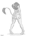  anus black_and_white breasts butt feline female greyscale hair lion looking_at_viewer looking_back mammal maya_white monochrome plain_background presenting presenting_hindquarters pussy ribnose side_boob smile solo spreading white_background 