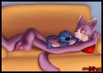  alien anthro blue_fur cat cuddling disney eyes_closed feline flat_chested fur grape_jelly_(housepets!) half-closed_eyes housepets! inside lilo_and_stitch lying mammal on_back on_front purple_fur shadowprints sleeping sofa stitch white_fur yellow_eyes 