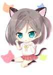  animal_ears blue_eyes cat_ears chibi hentai_ouji_to_warawanai_neko. long_hair nio-nyan paw_pose school_uniform short_hair side_ponytail tail tsutsukakushi_tsukiko 