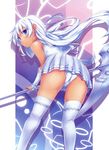  absurdres arm_warmers ass blue_eyes highres leaning_forward long_hair looking_back momo_(shinigami_no_ballad) nanakusa panties parted_lips pleated_skirt scan scythe shinigami_no_ballad skirt solo thighhighs underwear very_long_hair white_hair white_legwear white_panties 