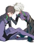  9aki blush brown_hair couple evangelion:_3.0_you_can_(not)_redo ikari_shinji male_focus multiple_boys nagisa_kaworu neon_genesis_evangelion plugsuit rebuild_of_evangelion red_eyes smile white_hair yaoi 