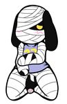  animal_crossing anthro bandage black_penis blush canine lucky male mammal nintendo no_pupils penis plain_background solo two_tone_penis uncut video_games wraps yellow_sclera 