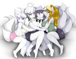  big_breasts blue_eyes blush breasts canine cute dog female fox grey_eyes group hug huge_breasts mammal purple_eyes red_eyes yus-ts 