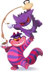  cat cheshire_cat crossover cup decantering gen_1_pokemon gengar grin holding_up kuitsuku lifting no_humans paws pokemon pokemon_(creature) pouring red_eyes shadow smile teacup teapot teeth transparent_background 