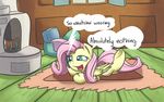  equine female feral fluttershy_(mlp) friendship_is_magic fur hair handsockz horse mammal my_little_pony pegasus phone pony purple_hair smile solo text wings yellow_fur 