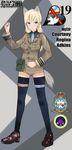  animal_ears bad_id bad_pixiv_id belt black_legwear blonde_hair character_name copyright_name courtney_regina_adkins green_eyes highres jacket long_hair military original panties pouch solo strike_witches_1991 tail thighhighs underwear world_witches_series 