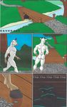  back_turned caprine comic dialog forest goat male muscles river sudonym text toned tree troll yellow_eyes 