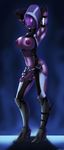  alien anthro balls big_breasts breasts clothed clothing dickgirl female glowing glowing_eyes hi_res intersex mask mass_effect nipples penis plain_background pose purple_skin quarian simple_background solo tali&#039;zorah_nar_rayya tali'zorah_nar_rayya therealshadman tight_clothing video_games 