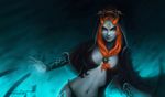  blue_skin breasts hood jewelry large_breasts lisa_buijteweg midna midna_(true) orange_hair red_eyes smile solo spoilers the_legend_of_zelda the_legend_of_zelda:_twilight_princess 