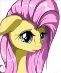  blue_eyes chiekku equine female feral fluttershy_(mlp) friendship_is_magic fur hair headshot_portrait horse long_hair mammal my_little_pony pink_hair plain_background pony portrait solo white_background yellow_fur 