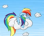  blue_fur cloud clouds equine female feral friendship_is_magic fur hair horse lemon-heartss lying mammal multi-colored_hair my_little_pony outside pegasus pony rainbow_dash_(mlp) rainbow_hair rose_eyes sky solo wings 