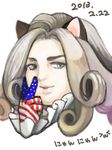  animal_ears cat_ears curly_hair fat fat_man funny_valentine green_eyes jojo_no_kimyou_na_bouken kemonomimi_mode long_hair male_focus neoki solo steel_ball_run tegaki white_hair 