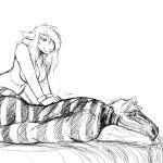  2018 5_fingers anthro back_massage bed bedroom big_breasts black_and_white boss_lamb_(hladilnik) breasts butt caprine comic digital_drawing_(artwork) digital_media_(artwork) duo equine female hair half-closed_eyes hladilnik inside interspecies long_hair lying male male/female mammal mane_hair mature_female mature_male monochrome nude onomatopoeia pillow plantigrade sheep side_view simple_background sketch sound_effects standing white_background zebra zebra_dad_(hladilnik) 