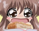  chibi dessert food googly_eyes open_mouth pie wide_mouth 