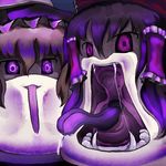  bad_pixiv_id deformed fangs hakurei_reimu hat horror_(theme) kirisame_marisa no_humans purple_eyes short_hair tokoroten_(hmmuk) tongue touhou what yukkuri_shiteitte_ne 