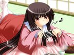  blush handheld_game_console houraisan_kaguya kagura_chitose long_hair musical_note playing_games playstation_portable solo touhou video_game 