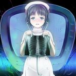  bad_id bad_pixiv_id black_hair blue_eyes blush cardiogram hat moke nurse original ringed_eyes short_hair solo stethoscope x-ray x-ray_film x-ray_vision 