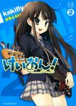  absurdres akiyama_mio bass_guitar highres instrument k-on! kakifly left-handed musical_note official_art scan school_uniform solo tsurime 