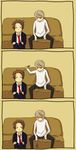  3koma abuse adachi_tooru ahoge bad_id bad_pixiv_id blush blush_stickers comic couch expressionless hair_pull male_focus multiple_boys narukami_yuu necktie not_sweet persona persona_4 silent_comic 