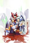  1girl blood carrying dying leviathan_(rockman) rockman rockman_zero shigehiro_(hiroi_heya) zero_(rockman) 