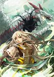  armor camellia_(pixiv_fantasia) dragon facial_mark forehead_mark gigandal_federation gin_(oyoyo) katana long_hair pixiv_fantasia pixiv_fantasia_3 solo sword weapon white_hair yellow_eyes 