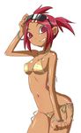  bikini bracelet dark_skin indian_clothes jewelry navel non-web_source red_eyes red_hair sari sari_sumdac short_twintails smile solo string_bikini sunglasses swimsuit teenage transformers transformers_animated twintails 