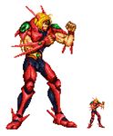  90s armor blonde_hair choujin_gakuen_gowcaizer fighting_pose fighting_stance fughting_pose game gowcaizer male male_focus muscle muscles pixel_art power_suit sprite 