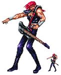  90s choujin_gakuen_gowcaizer game guitar instrument kash_gyustan male male_focus pixel_art red_hair spandex sprite 