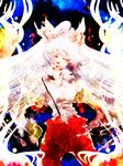  abstract big_hair closed_eyes fujiwara_no_mokou hair_ribbon highres long_hair masamune_(eight5050) ribbon solo touhou very_long_hair 