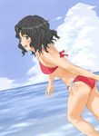  amagami beach bikini black_eyes black_hair day highres keisuke_(0320030103200301) messy_hair ocean outdoors short_hair solo swimsuit tanamachi_kaoru water 