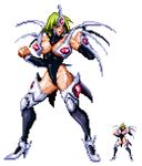  armor asahina_suzu breasts choujin_gakuen_gowcaizer fighting_pose green_hair leotard pixel_art sprite underboob 