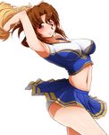  armpits arms_up brown_hair cheerleader folded_ponytail hayate_no_gotoku! long_hair maria_(hayate_no_gotoku!) midriff navel panties pantyshot pom_poms ponpo red_eyes skirt underwear 