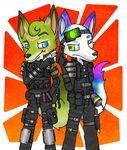  agent_yushki anthro arming canine cartoon color_fur dark_clefita dog duo fur granade grenade gun husky katx-fish knife male mammal police ranged_weapon two weapon weaponry white_fur yushki 