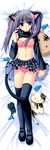  :3 absurdres animal_ears black_legwear bra breasts cat cat_ears cat_tail dakimakura full_body highres legs long_hair long_sleeves nishimata_aoi panties pink_bra pink_panties plaid plaid_skirt pointy_ears primula purple_eyes purple_hair scan shirt_lift shoes shuffle! skirt skirt_lift small_breasts solo tail thighhighs twintails underwear 