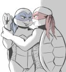  2018 animal_genitalia anthro bandanna blush clothed clothing duo eye_contact genital_slit green_eyes incest inkyfrog leonardo_(tmnt) male male/male mask mole_(marking) partially_colored raphael_(tmnt) reptile scalie shell slit smile teenage_mutant_ninja_turtles tongue tongue_out turtle wrist_grab 