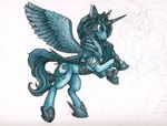  blue_hair crown cutie_mark equine female feral fillyphalanx friendship_is_magic hair horn horse mammal my_little_pony pony princess_luna_(mlp) royalty solo winged_unicorn wings 