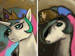  bakki crown equine female feral friendship_is_magic gold green_eyes hair horn horse mammal multi-colored_hair my_little_pony parody pony portrait princess_celestia_(mlp) restoration solo winged_unicorn wings 