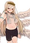  afuro_terumi bike_shorts inazuma_eleven inazuma_eleven_(series) long_hair male_focus multiple_wings navel red_eyes seraph shirtless simple_background solo tokio_neo white_background wings zeus_(inazuma_eleven) 