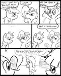  black_and_white comic dialog english_text equine eyes female feral fluttershy_(mlp) friendship_is_magic group hair horn horse inside library mammal metal_(artist) monochrome my_little_pony pegasus pinkie_pie_(mlp) pony smile text twilight_sparkle_(mlp) unicorn wings 