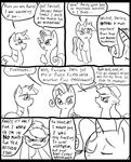  angry applejack_(mlp) black_and_white comic cowboy_hat cutie_mark dialog english_text equine eyes female feral freckles friendship_is_magic group hair hat horn horse mammal metal_(artist) monochrome my_little_pony pony rarity_(mlp) text twilight_sparkle_(mlp) unicorn 