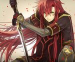  asch gloves green_eyes long_hair male_focus red_hair sanae_(satansanae) solo surcoat sword tales_of_(series) tales_of_the_abyss weapon 