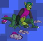  angs balls beast_boy blue_background bottomless clothed clothing erection feline fur gloves green_eyes green_fur green_hair hair half-dressed hybrid looking_at_viewer male mammal penis plain_background shadowpelt solo teen_titans torn_clothing transformation valls 