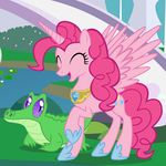 alligator arch beavernator building bushes cutie_mark duo equine eyes_closed female feral flower friendship_is_magic fur grass gummy_(mlp) hair hi_res horn horse lily_pad looking_at_viewer male mammal my_little_pony necklace open_mouth outside pink_fur pink_hair pinkie_pie_(mlp) pond pony purple_eyes reptile scalie smile tongue water window winged_unicorn wings 