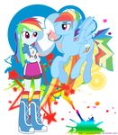  boots clothed clothing crossgender cutie_mark duo english_text equestria_girls equine female friendship_is_magic hair horse human jaquelindreamz male mammal multi-colored_hair my_little_pony pegasus pony purple_eyes rainbow_dash_(eg) rainbow_dash_(mlp) rainbow_hair skirt square_crossover standing text wings 
