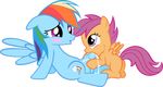  badumsquish cub cum dickgirl equine female feral friendship_is_magic hi_res horse intersex mammal my_little_pony pegasus pony rainbow_dash_(mlp) scootaloo_(mlp) wings young 