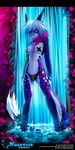  canine clothing female fur hair mammal panties purple_fur solo tape tofu93 topless underwear water waterfall white_hair 