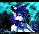  black_nose canine female fur hair mammal purple_hair red_eyes solo tofu93 white_fur wings wolf 