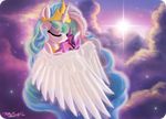  cloud clouds crown duo english_text equine eyes_closed feather female feral friendship_is_magic fur hair horn horse mammal my_little_pony pony princess princess_celestia_(mlp) purple_fur purple_hair royalty sky text twilight_sparkle_(mlp) unicorn white_fur willis96 winged_unicorn wings 