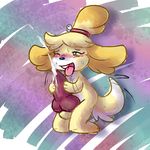  animal_crossing anthro balls blush canine crossgender cum dog empa erection hyper isabelle isabelle_(animal_crossing) knot male mammal nintendo nude open_mouth orgasm penis solo tongue tongue_out tounge_out video_games 